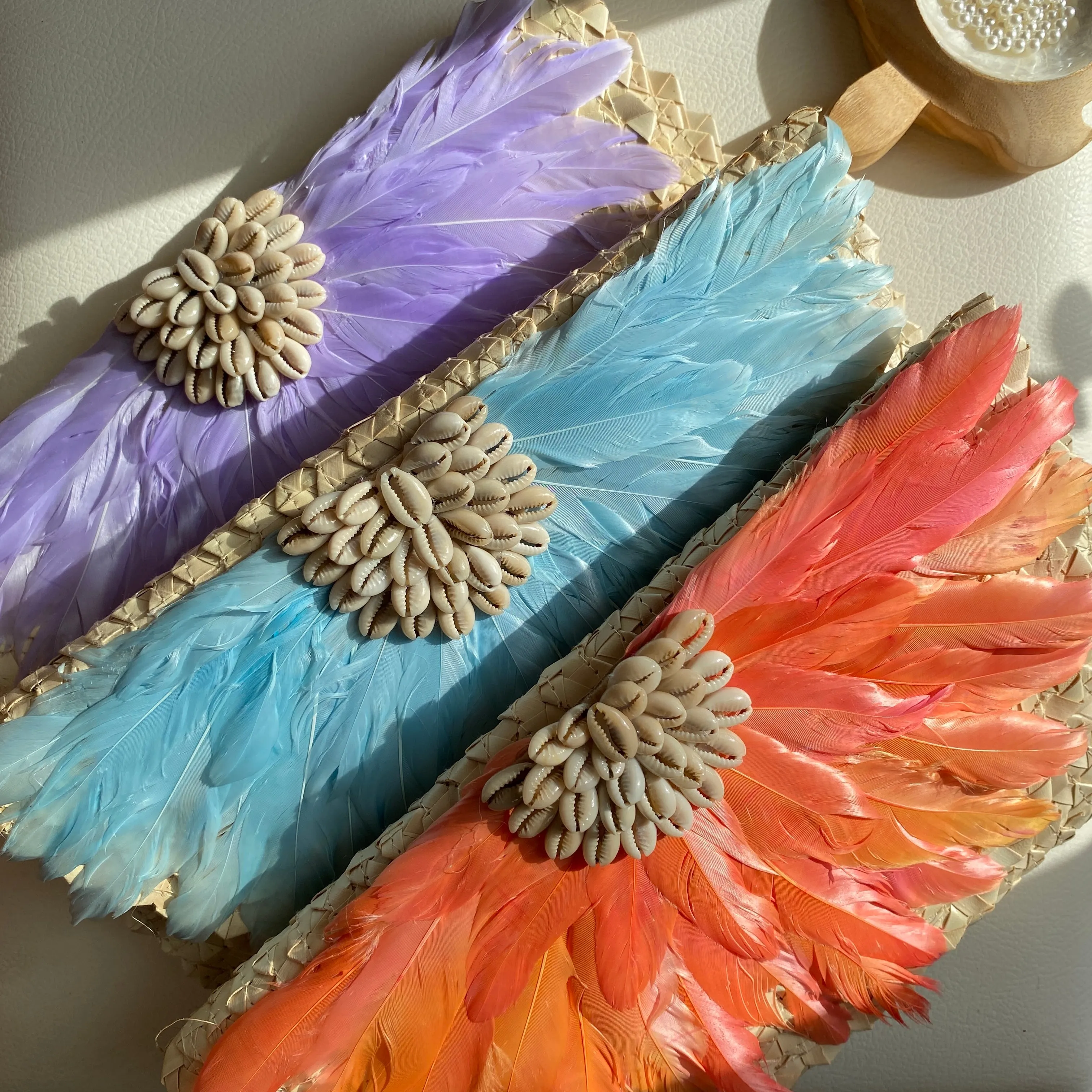Shell Rattan Clutch | Orange