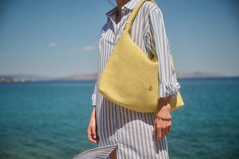 Spetses Straw Hobo Shoulder Bag Yellow