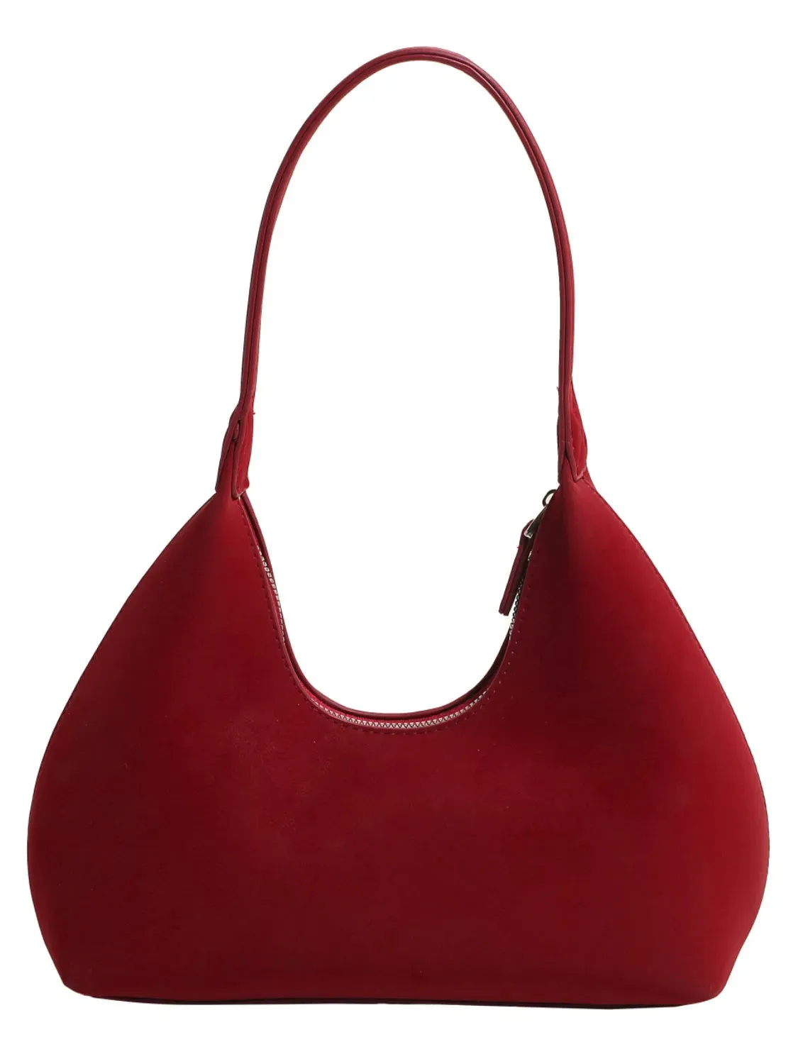 Suede Shoulder Bag with Zip