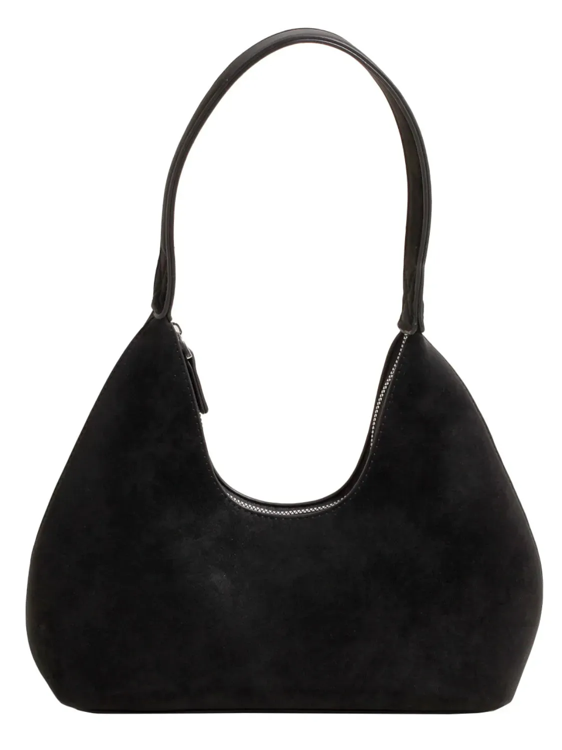 Suede Shoulder Bag with Zip