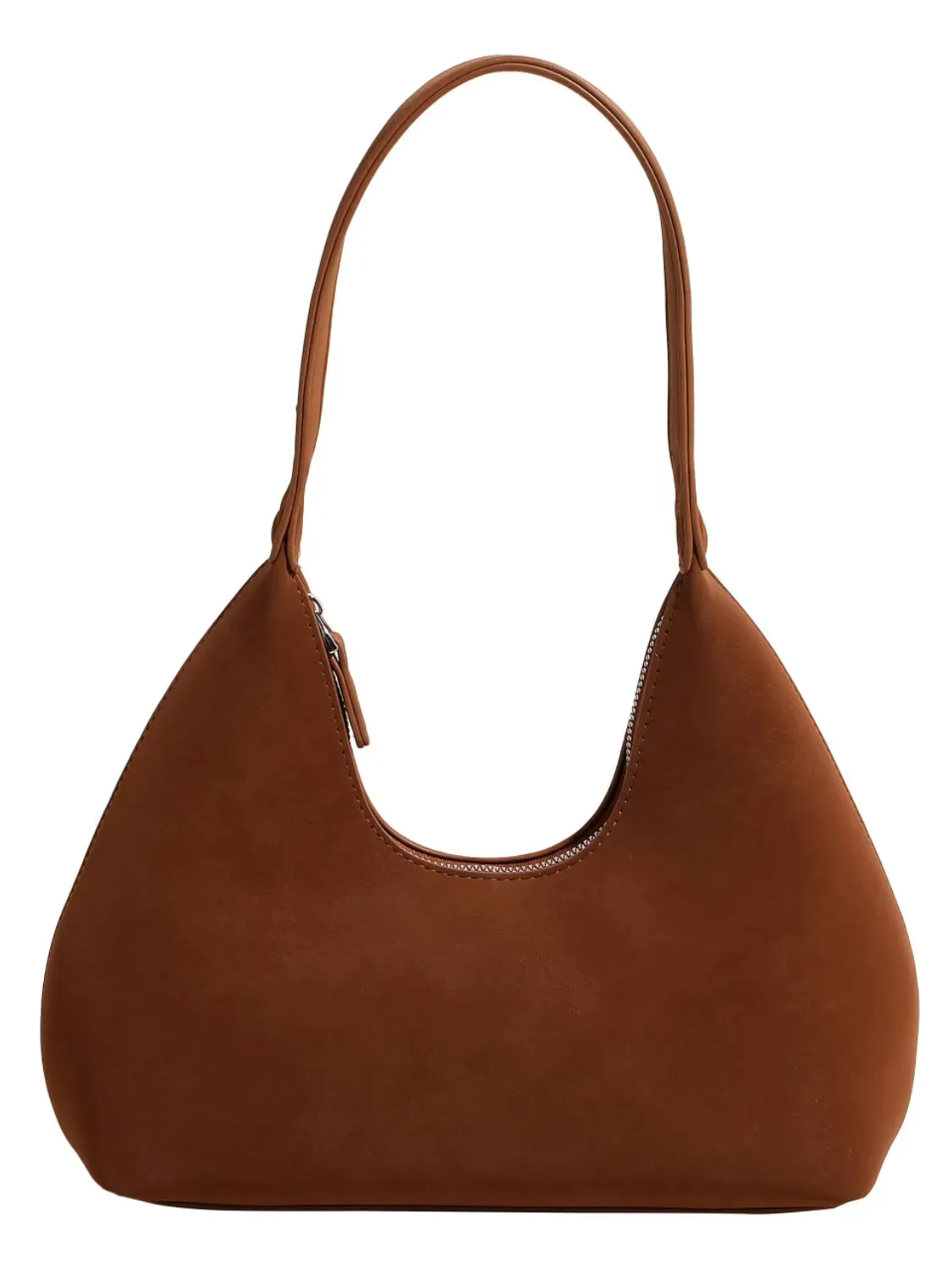 Suede Shoulder Bag with Zip