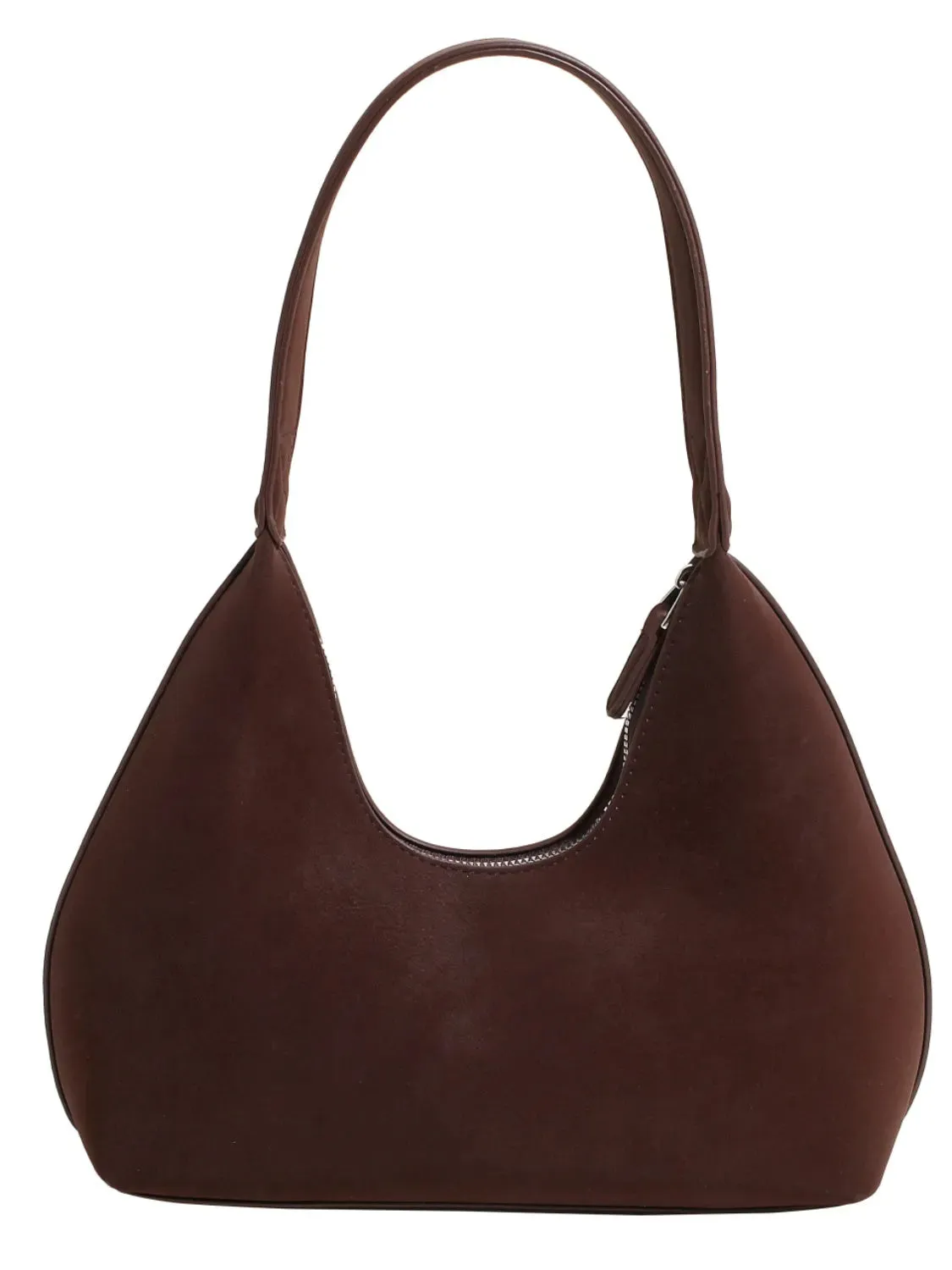 Suede Shoulder Bag with Zip