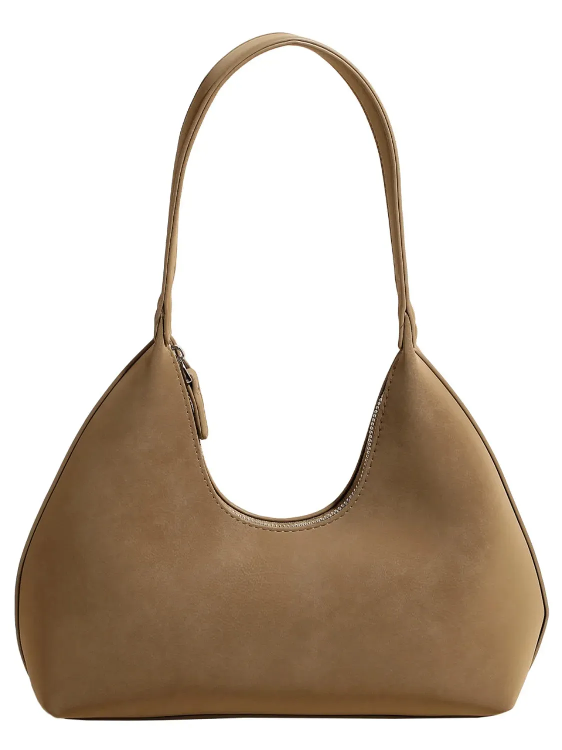 Suede Shoulder Bag with Zip