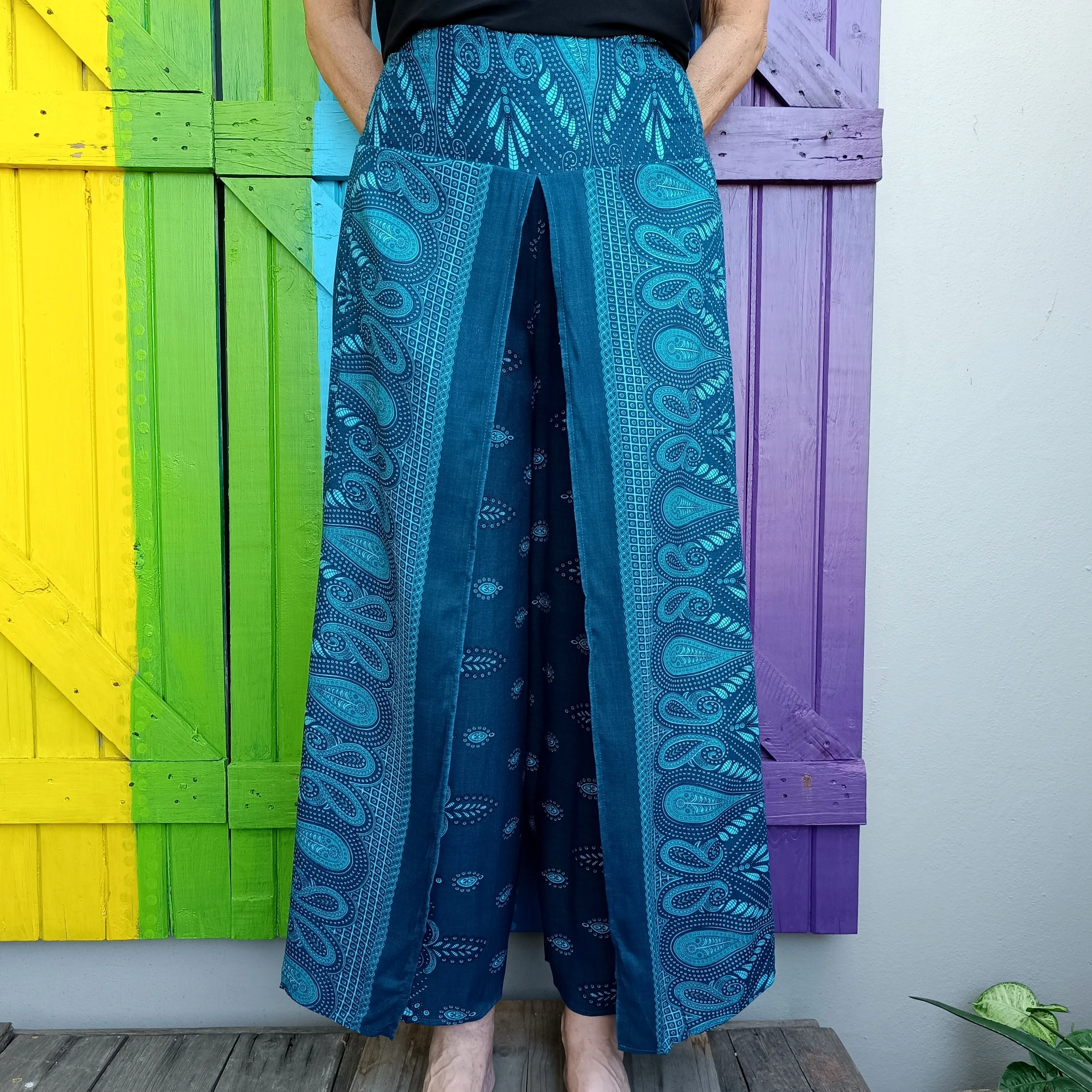 Thai Wrap Pants Style Long Pants Elasticated Waist