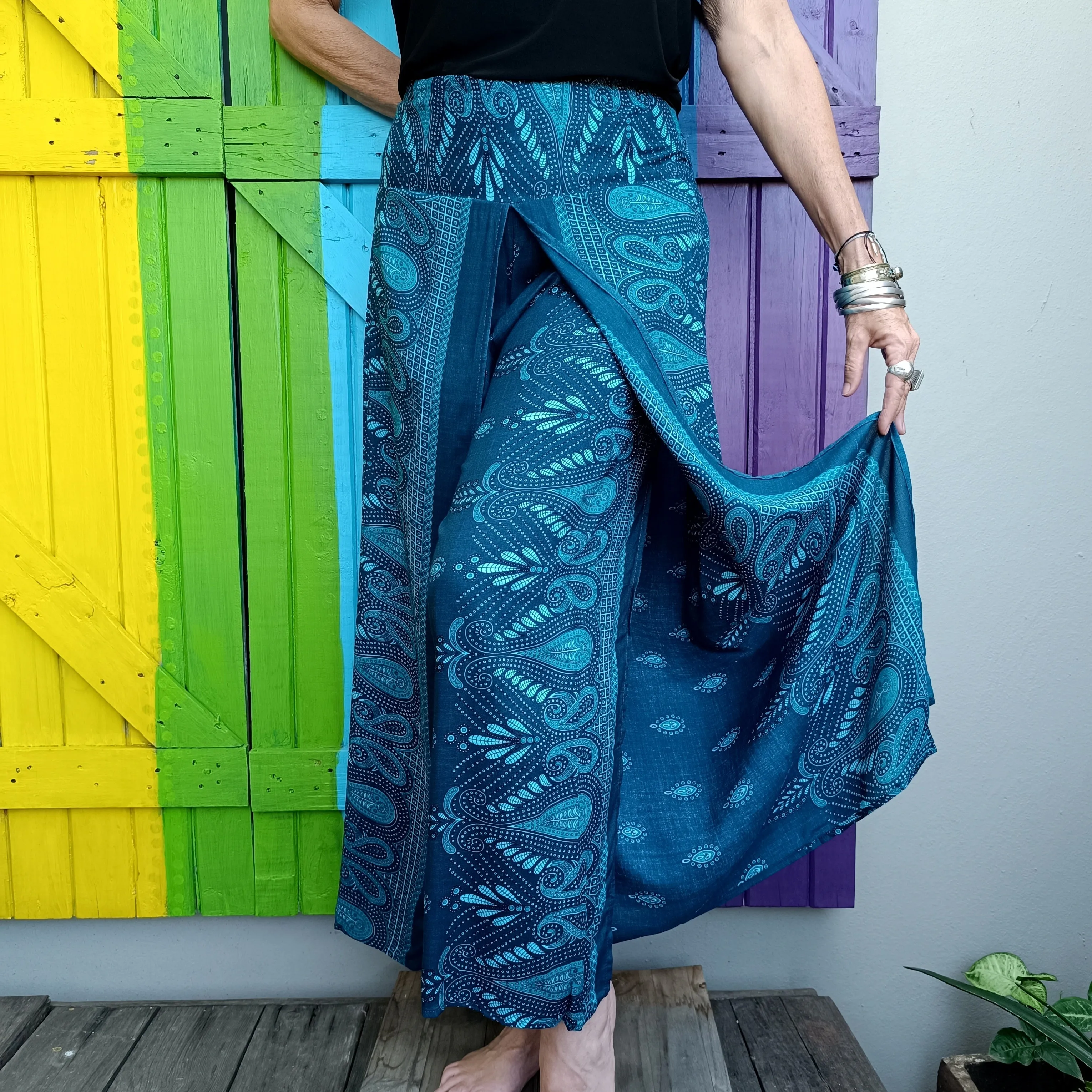 Thai Wrap Pants Style Long Pants Elasticated Waist