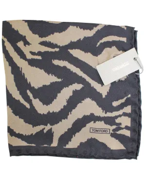 Tom Ford Pocket Square Black Taupe Tiger Print SALE