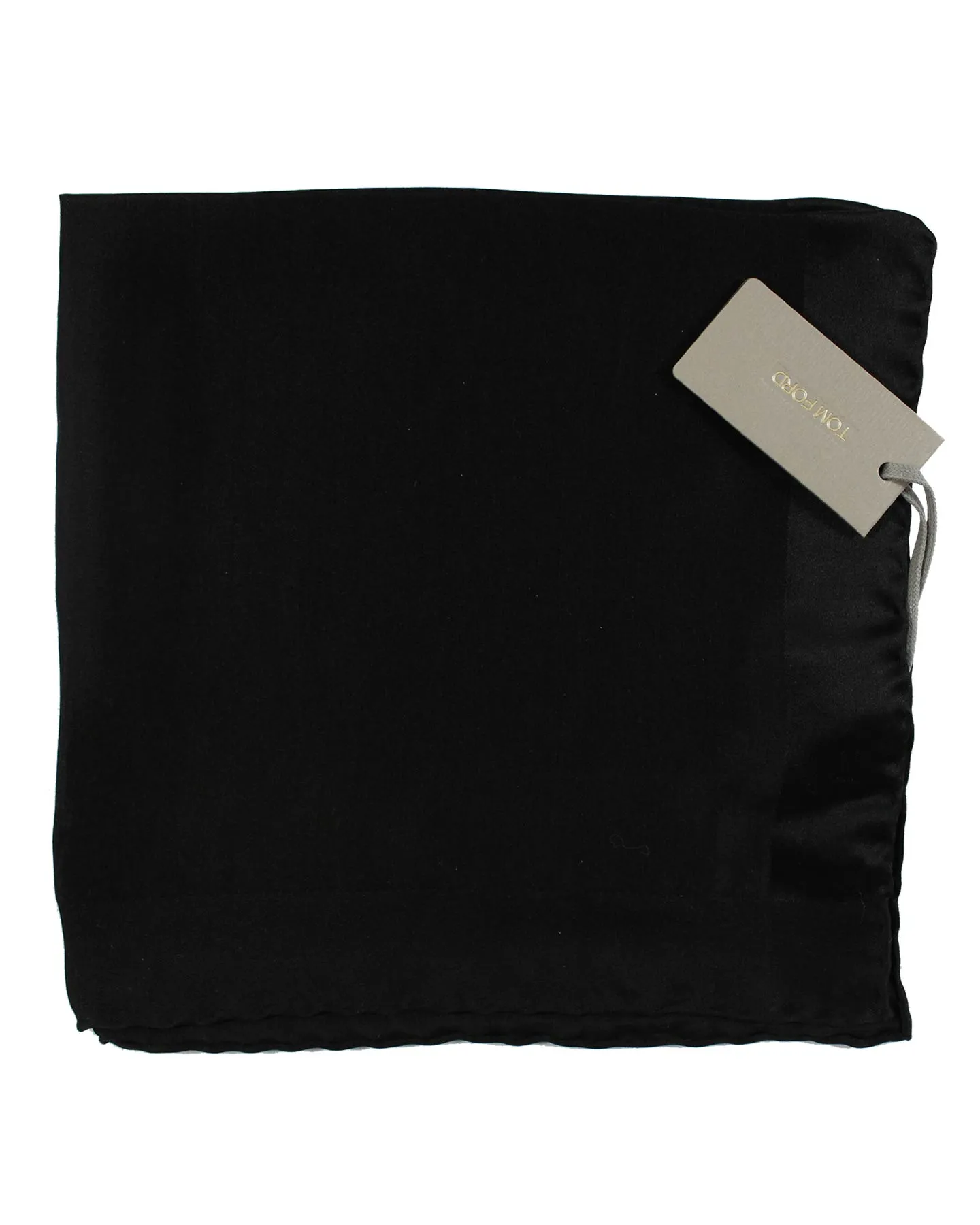 Tom Ford Silk Pocket Square Black Solid Design SALE