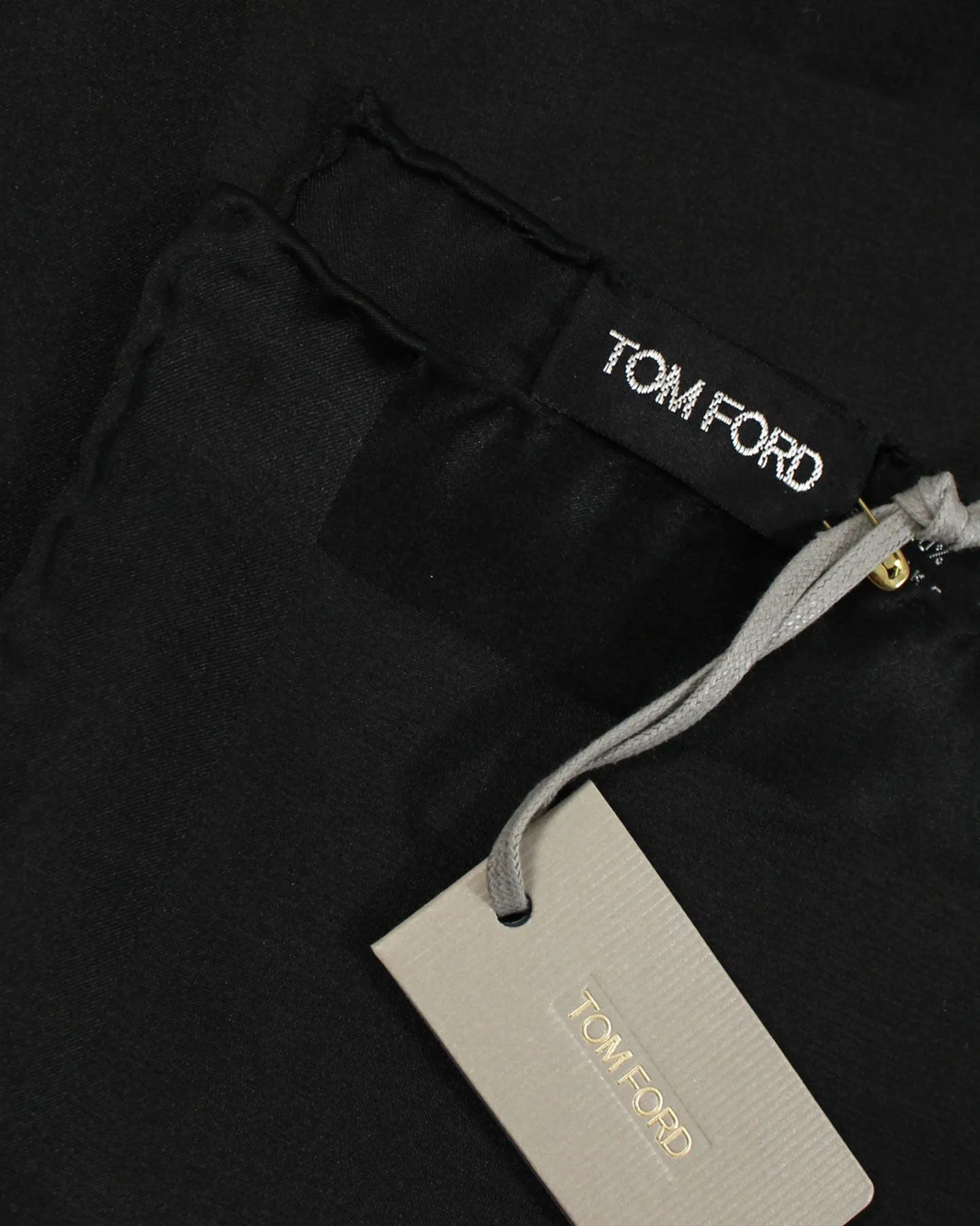 Tom Ford Silk Pocket Square Black Solid Design SALE