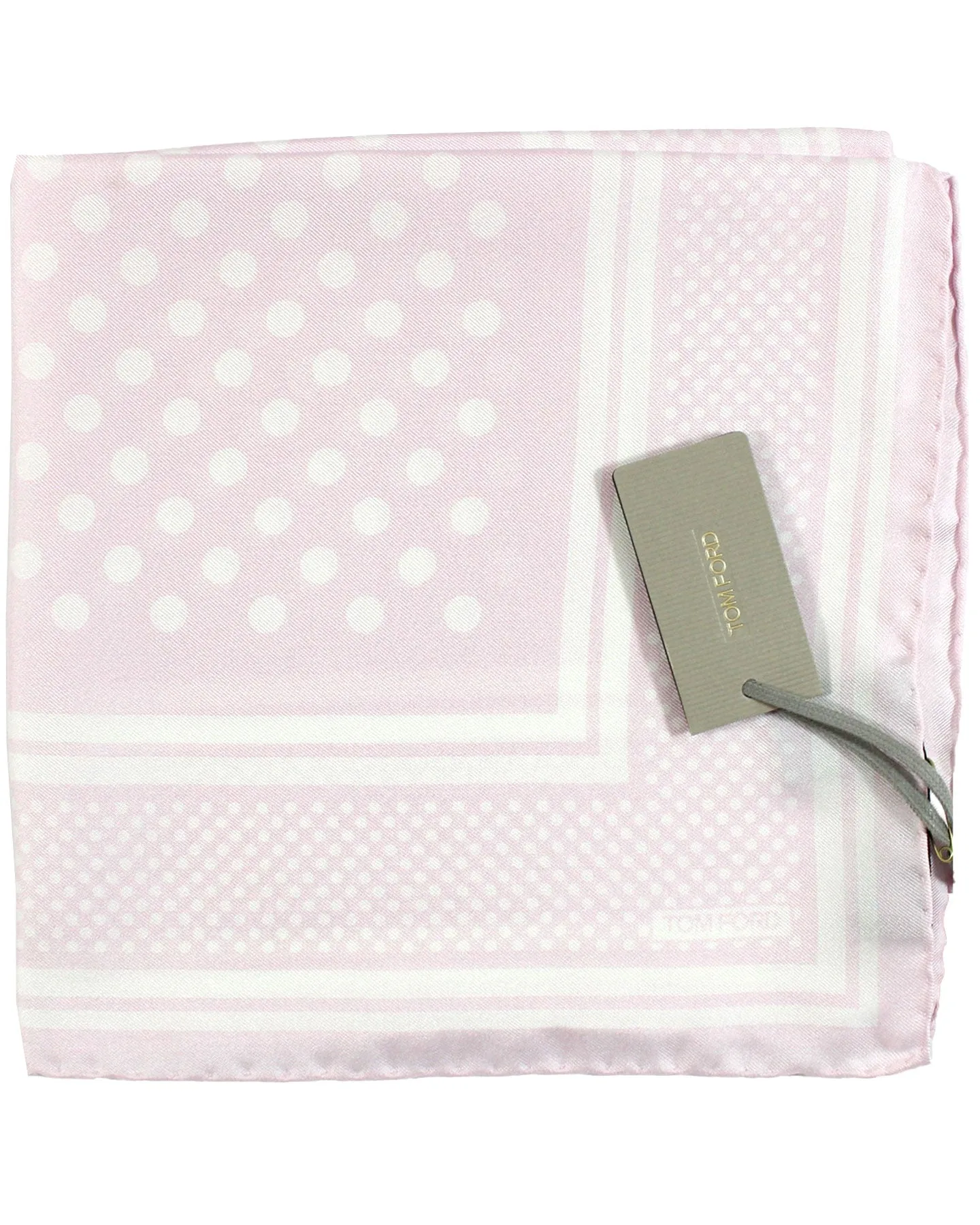 Tom Ford Silk Pocket Square Light Pink Dots Design SALE