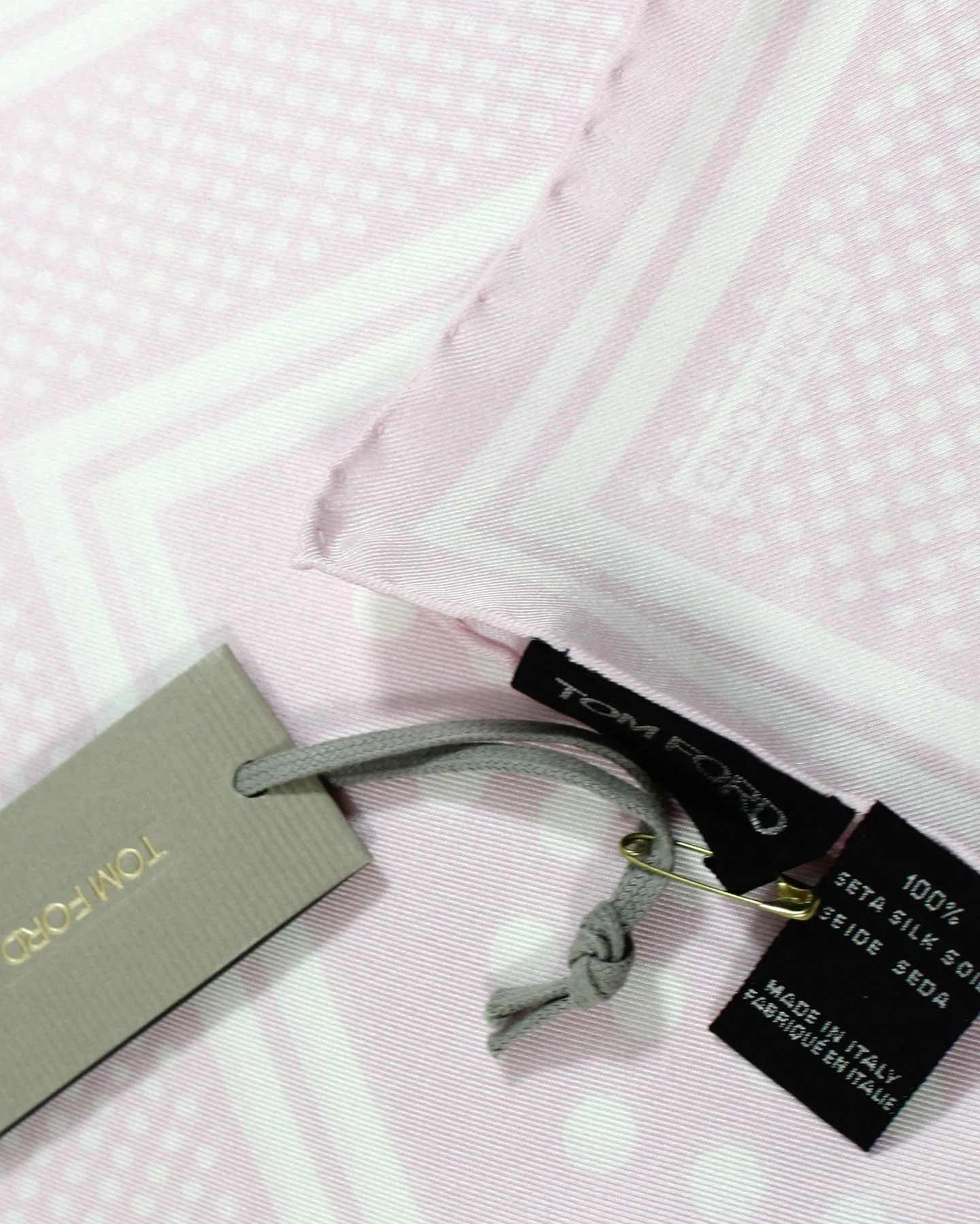 Tom Ford Silk Pocket Square Light Pink Dots Design SALE