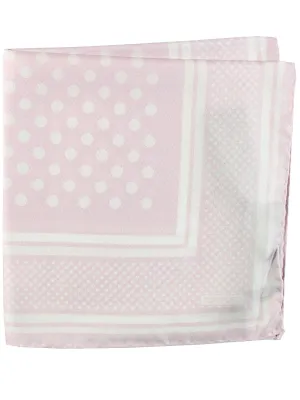 Tom Ford Silk Pocket Square Pink Polka Dots