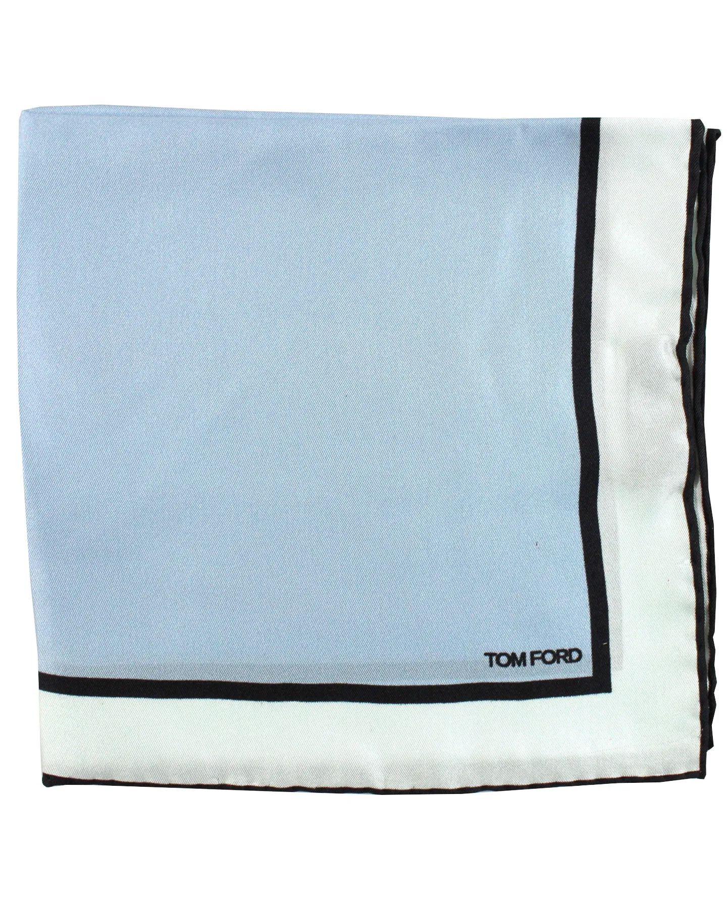 Tom Ford Silk Pocket Square Sky Blue With Black Edge BLACK FRIDAY SALE