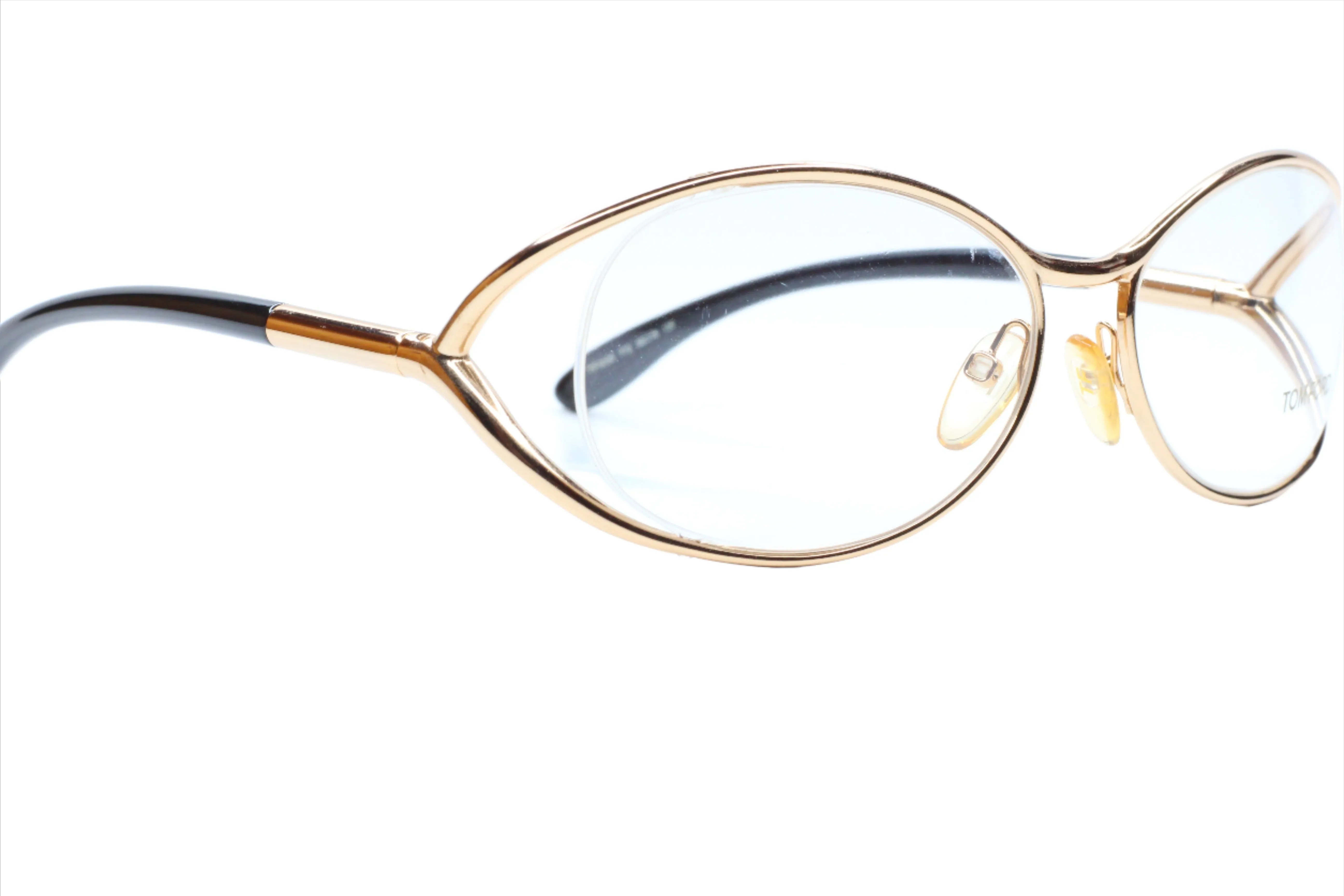 Tom Ford TF5059 772 Gold Black Oval Designer Italy Eyeglasses 56mm
