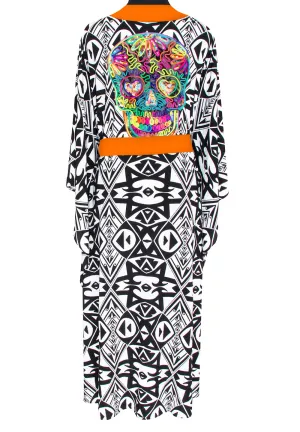 Tulum – Tribal Kimono Skull (Neon Orange)