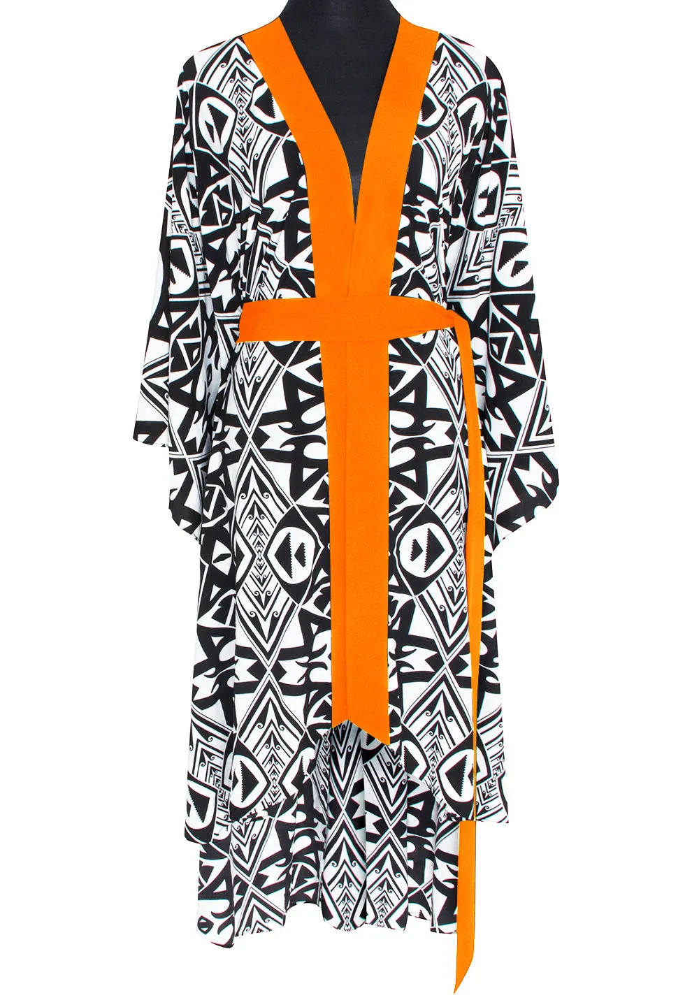Tulum – Tribal Kimono Skull (Neon Orange)