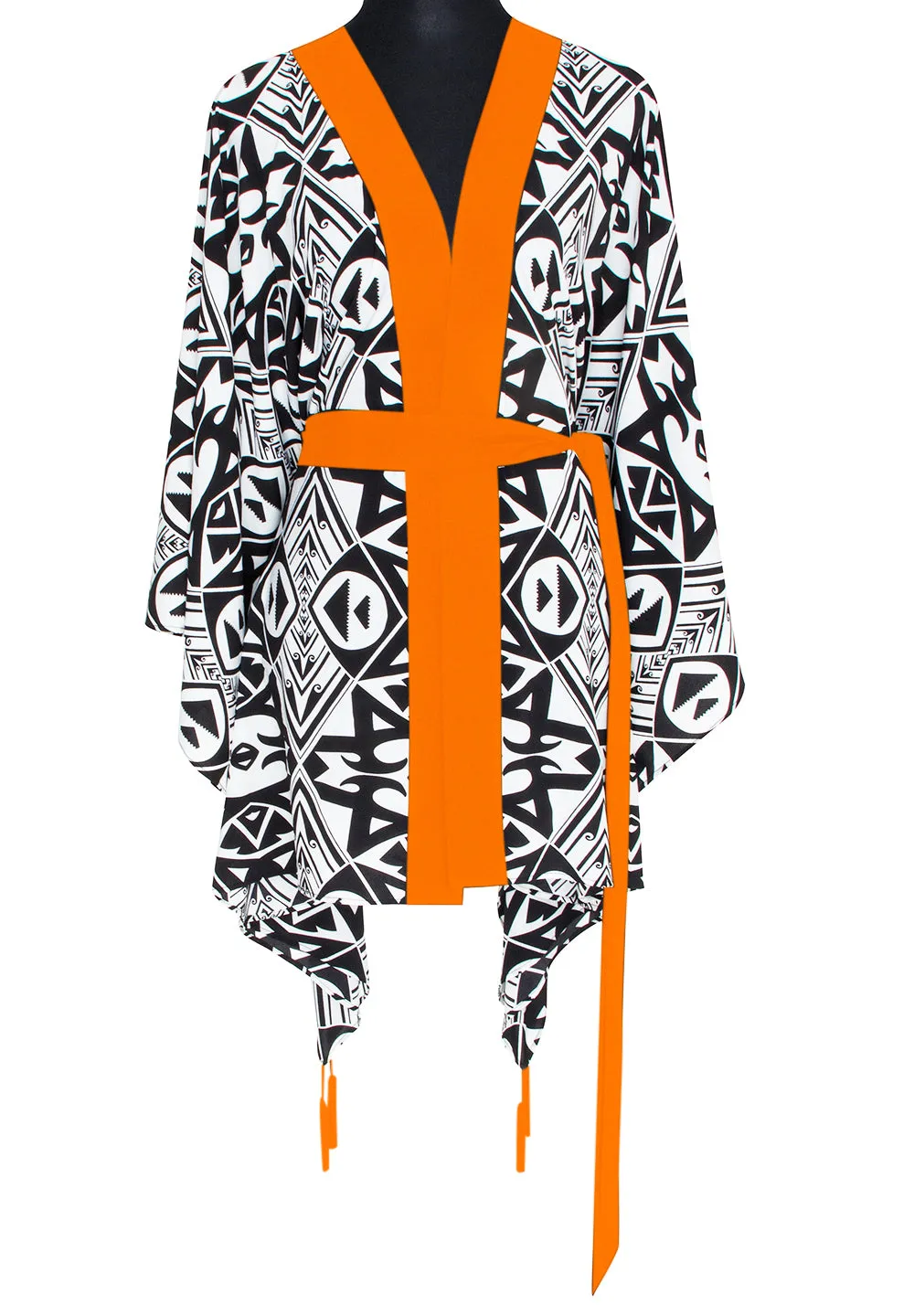 Tulum – Tribal Kimono Skull (Neon Orange)