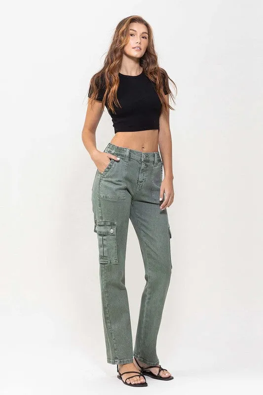 Vervet by Flying Monkey Mid Rise Straight Jeans with Cargo Pocket Detail