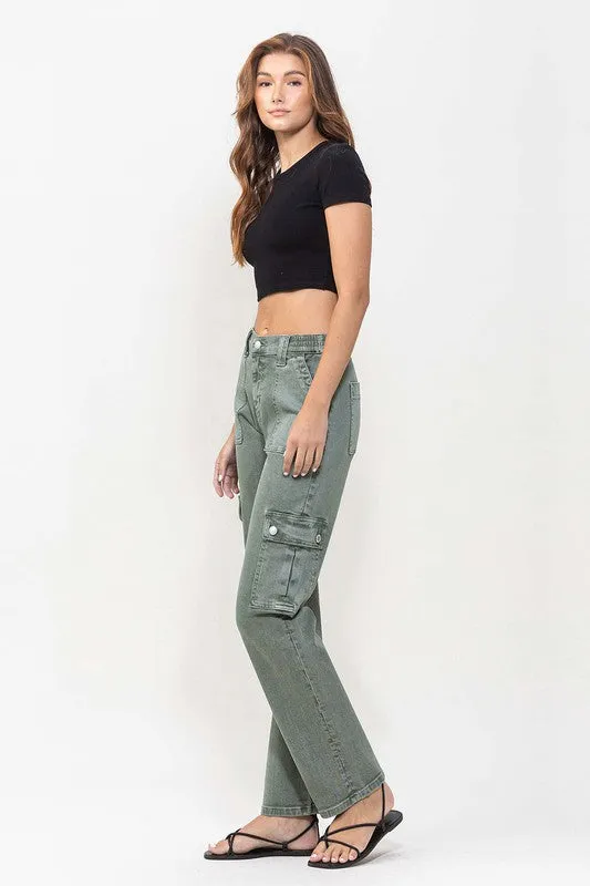 Vervet by Flying Monkey Mid Rise Straight Jeans with Cargo Pocket Detail