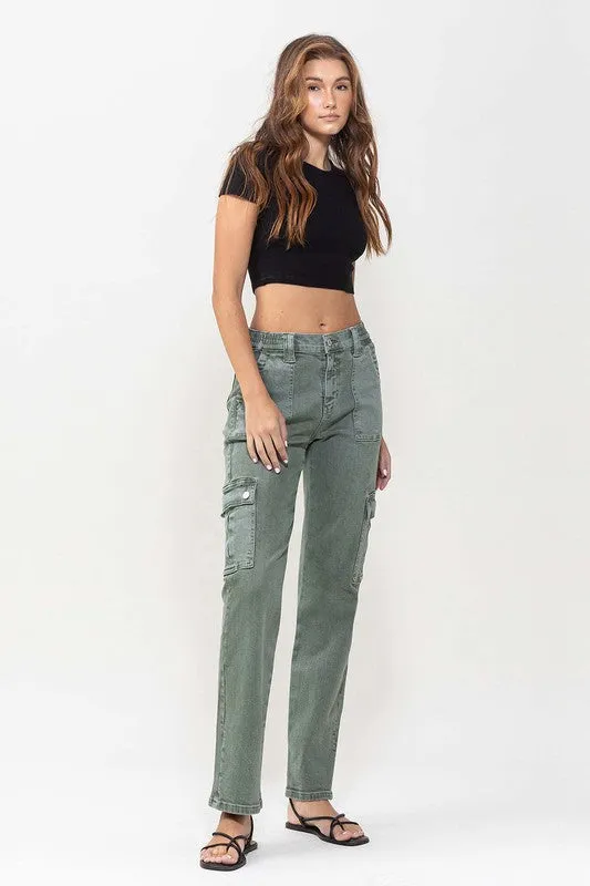 Vervet by Flying Monkey Mid Rise Straight Jeans with Cargo Pocket Detail