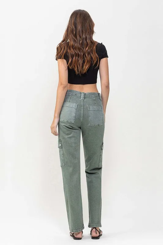 Vervet by Flying Monkey Mid Rise Straight Jeans with Cargo Pocket Detail