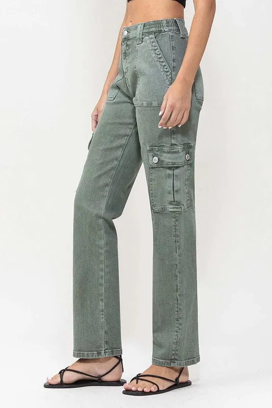 Vervet by Flying Monkey Mid Rise Straight Jeans with Cargo Pocket Detail