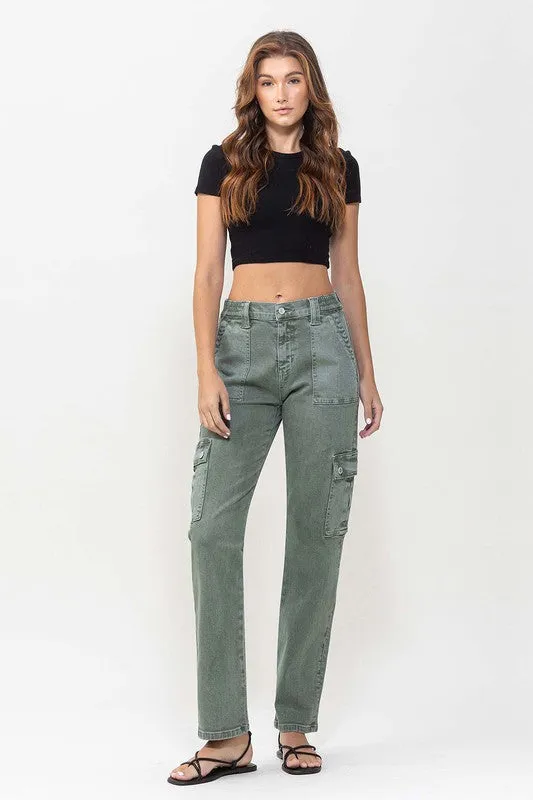 Vervet by Flying Monkey Mid Rise Straight Jeans with Cargo Pocket Detail