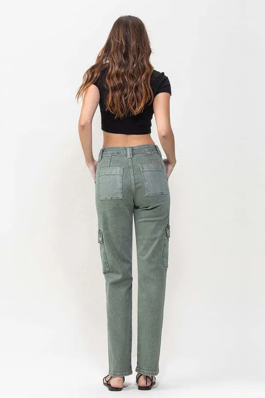 Vervet by Flying Monkey Mid Rise Straight Jeans with Cargo Pocket Detail