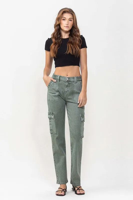 Vervet by Flying Monkey Mid Rise Straight Jeans with Cargo Pocket Detail