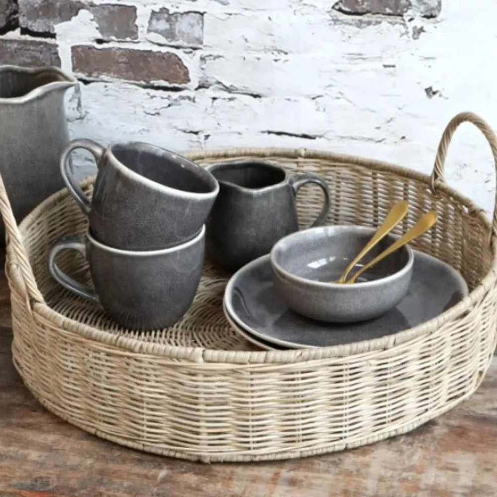 Wicker Tray with Wicker Handles