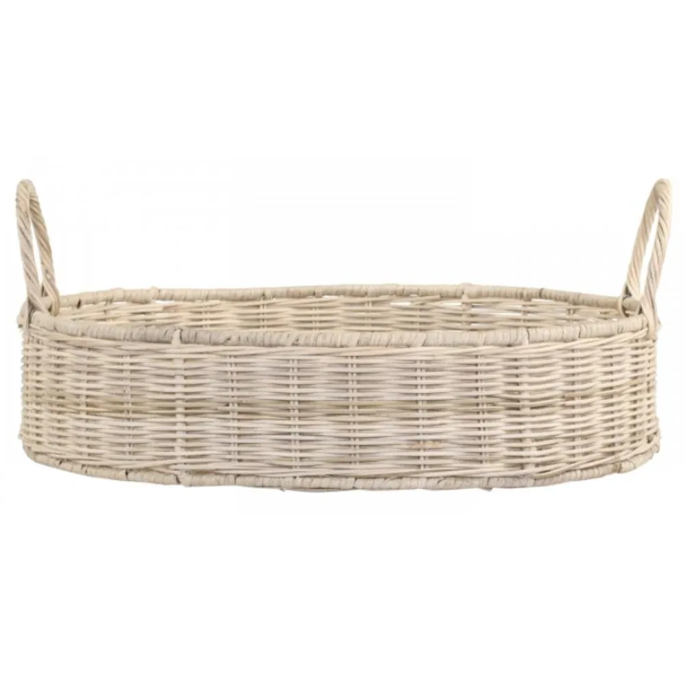 Wicker Tray with Wicker Handles