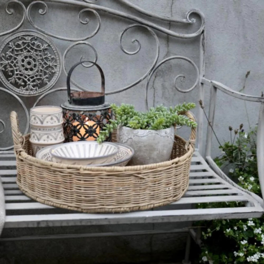 Wicker Tray with Wicker Handles