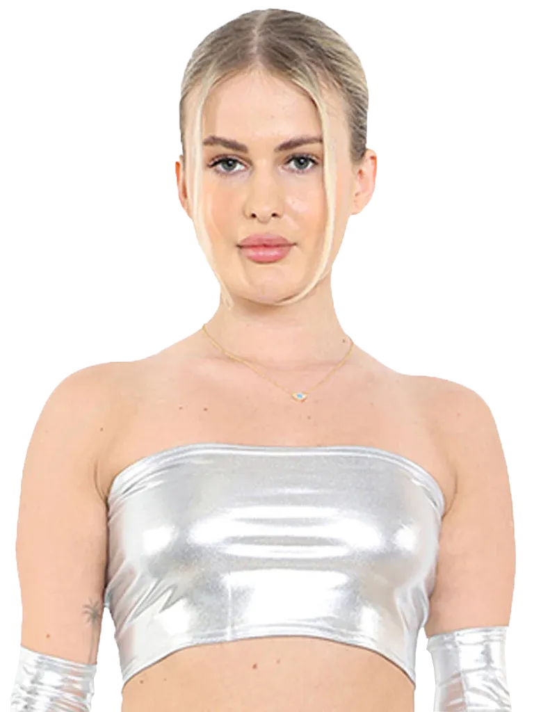 Women's Shiny Metallic Bandeau Boob Tube