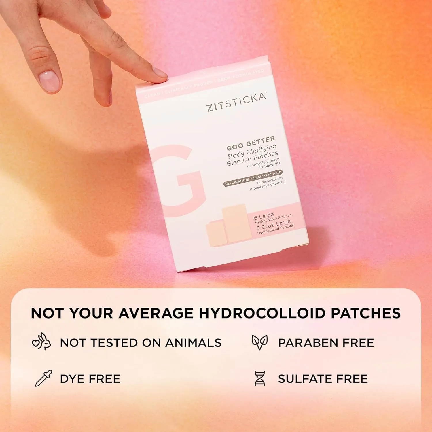 ZitSticka Pimple Patches for Face and Body, Hydrocolloid Patches to Cover Zits & Blemishes, Acne Patches or Zit Spot Stickers, Body Blemish Patch (GOO GETTER BODY PATCH 9 Pack)